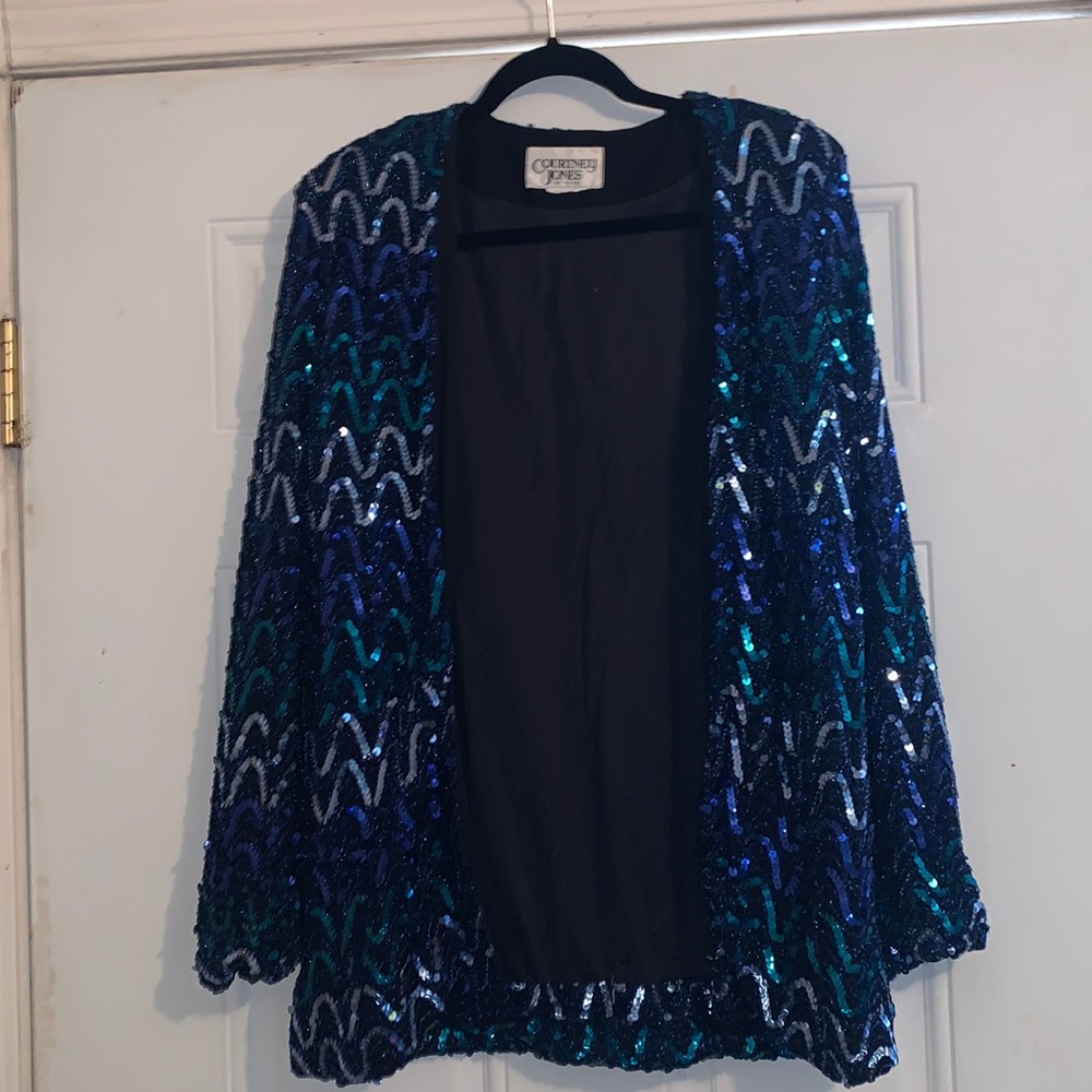 Courtney Jones blazer different blue tones Size Small